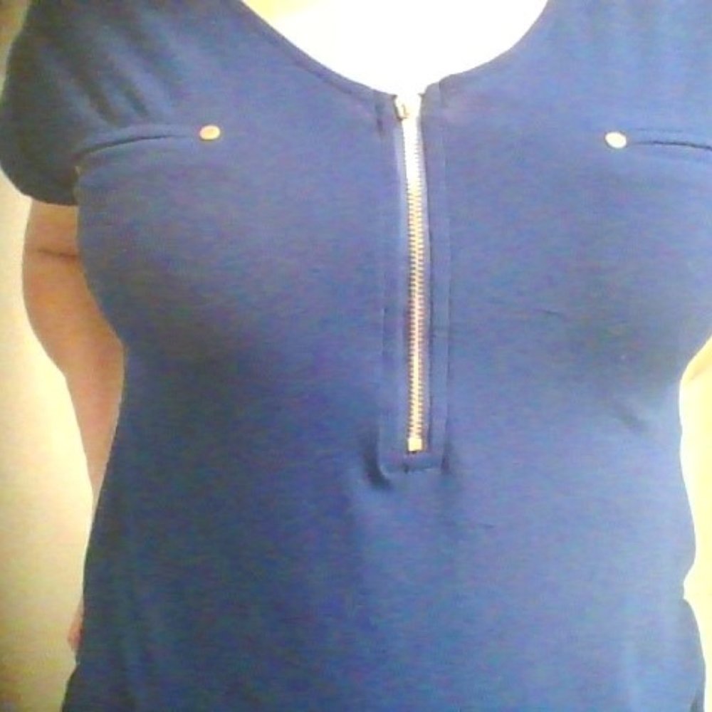Royal blue ruched office top